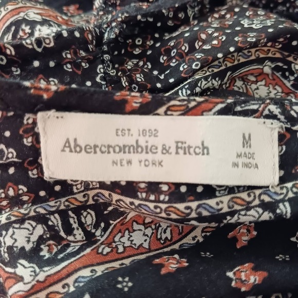 Abercrombie fitch Navy blue & Floral Bell Sleeve Dress Size M Boho Chic - Picture 5 of 9